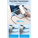 Адаптер USB-Type-C 2.0 Vention M/F PVC 3A 480Mbps nickel-plated Black (CDWB0)