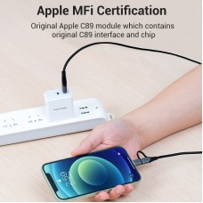Кабель 2 в 1 USB-MicroUSB-Lightning Vention TPE Nylon MFi C89 2.4А 480Mbps nickel-plated 1m Black (C
