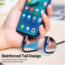 Кабель 2 в 1 USB-MicroUSB-Type-C Vention Nylon 2.4А 480Mbps nickel-plated 1m Grey (CQGHF)