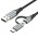 Кабель 2 в 1 USB-MicroUSB-Type-C Vention TPE Nylon 3А 480Mbps nickel-plated 0.5m Black (CQEHD)