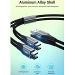 Кабель 2 в 1 USB-Type-C Vention Nylon 2.4А 480Mbps nickel-plated 1m Grey (CQOHF)