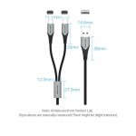 Кабель 2 в 1 USB-Type-C Vention Nylon 2.4А 480Mbps nickel-plated 1m Grey (CQOHF)