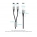 Кабель 2 в 1 USB-Type-C Vention Nylon 2.4А 480Mbps nickel-plated 1m Grey (CQOHF)