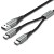 Кабель 2 в 1 USB-Type-C Vention Nylon 2.4А 480Mbps nickel-plated 1m Grey (CQOHF)