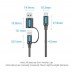 Кабель 2 в 1 USB-Type-C Vention PVC PD 60W 3A 480Mbps nickel-plated 0.5m Black (CQLBD)