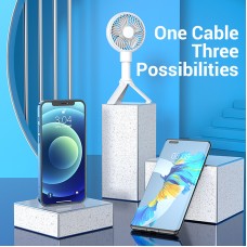 Кабель 3 в 1 USB-MicroUSB-Type-C-Lightning Vention TPE Nylon MFi C89 2А 480Mbps 1.5m Grey (CQJHG)