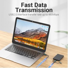 Кабель 3 в 1 USB-MicroUSB-Type-C-MiniUSB Vention PVC 2А 480Mbps nickel-plated 0.5m Black (CQIBD)