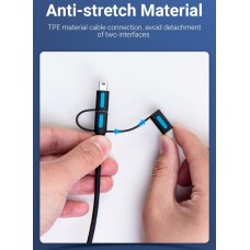 Кабель 3 в 1 USB-MicroUSB-Type-C-MiniUSB Vention PVC 2А 480Mbps nickel-plated 1m Black (CQIBF)