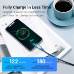 Кабель Type-C-Type-C 3.1 Vention TPE Nylon Thunderbolt 3 4K 60Hz PD 60W 3A 5Gbps nickel-plated 1m Grey (TAAHF)