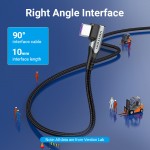 Кабель Type-C-Type-C Vention TPE Nylon 90° Degree PD 100W 5A 480Mbps nickel-plated 0.5m Grey (TAKHD)