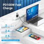 Кабель Type-C-Type-C Vention TPE Nylon 90° Degree PD 100W 5A 480Mbps nickel-plated 0.5m Grey (TAKHD)