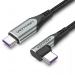 Кабель Type-C-Type-C Vention TPE Nylon 90° Degree PD 100W 5A 480Mbps nickel-plated 0.5m Grey (TAKHD)