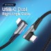 Кабель Type-C-Type-C Vention TPE Nylon Double 90° Degree PD 100W 5A 480Mbps nickel-plated 1m Grey (TANHF)