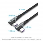 Кабель Type-C-Type-C Vention TPE Nylon Double 90° Degree PD 100W 5A 480Mbps nickel-plated 2m Grey (TANHH)