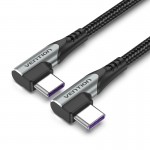 Кабель Type-C-Type-C Vention TPE Nylon Double 90° Degree PD 100W 5A 480Mbps nickel-plated 2m Grey (TANHH)