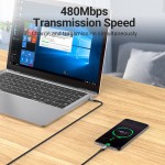 Кабель Type-C-Type-C Vention TPE Nylon PD 100W 5A 480Mbps nickel-plated 2m Grey (TAEHH)