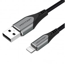 Кабель USB-Lightning Vention TPE Nylon MFi C89 2.4A 480Mbps nickel-plated 1.5m Grey (LABHG)