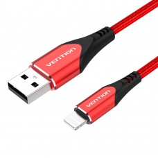 Кабель USB-Lightning Vention TPE Nylon MFi C89 2.4A 480Mbps nickel-plated 1m Red (LABRF)