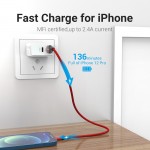 Кабель USB-Lightning Vention TPE Nylon MFi C89 2.4A 480Mbps nickel-plated 1m Red (LABRF)