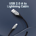 Кабель USB-Lightning Vention TPE Nylon MFi C89 2.4A 480Mbps nickel-plated 2m Grey (LABHH)