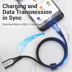 Кабель USB-MicroUSB Reversible Vention TPE Nylon 3A 480Mbps nickel-plated 0.25m Grey (COCHC)