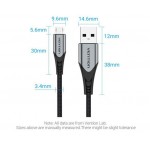Кабель USB-MicroUSB Reversible Vention TPE Nylon 3A 480Mbps nickel-plated 0.25m Grey (COCHC)
