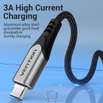 Кабель USB-MicroUSB Reversible Vention TPE Nylon 3A 480Mbps nickel-plated 2m Grey (COCHH)