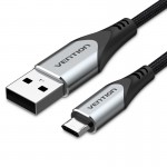 Кабель USB-MicroUSB Reversible Vention TPE Nylon 3A 480Mbps nickel-plated 2m Grey (COCHH)