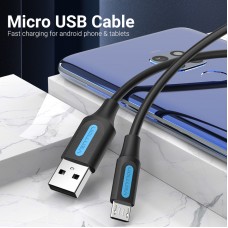 Кабель USB-MicroUSB Vention PVC 3A 480Mbps nickel-plated 0.25m Grey (COLBC)