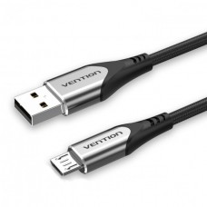 Кабель USB-MicroUSB Vention TPE Nylon 3A 480Mbps nickel-plated 0.5m Grey (COAHD)