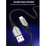 Кабель USB-Type-C Vention TPE Nylon 5A 480Mbps nickel-plated 1.5m Grey (COFHG)