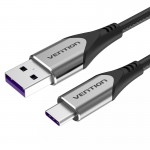 Кабель USB-Type-C Vention TPE Nylon 5A 480Mbps nickel-plated 1.5m Grey (COFHG)