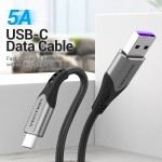 Кабель USB-Type-C Vention TPE Nylon 5A 480Mbps nickel-plated 1m Grey (COFHF)