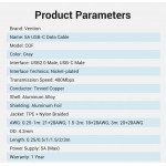 Кабель USB-Type-C Vention TPE Nylon 5A 480Mbps nickel-plated 1m Grey (COFHF)