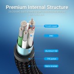 Кабель USB-Type-C Vention TPE Nylon 90° Degree 5A 480Mbps nickel-plated 1m Grey (COGHF)