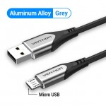 Кабель USB-MicroUSB Vention TPE Nylon 3A 480Mbps nickel-plated 1m Grey (COAHF)