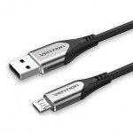 Кабель USB-MicroUSB Vention TPE Nylon 3A 480Mbps nickel-plated 1m Grey (COAHF)