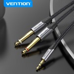 Кабель Audio 6.35мм-3.5мм Vention 2хF/F TPE Nylon gold-plated 3m Grey (BARHI)