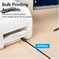 Кабель Type-C-Type-B 2.0 Vention F/F PVC 2A 0.5m 480Mbps Printer Black (CQUBD)
