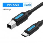 Кабель Type-C-Type-B 2.0 Vention F/F PVC 2A 2m 480Mbps Printer Black (CQUBH)