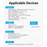 Кабель Type-C-Type-C 3.1 Gen2 Vention TPE Nylon Thunderbolt 3 4K 60Hz PD 100W 5A 10Gbps nickel-plated 1m Grey (TAHHF)