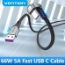Кабель USB-Type-C Vention TPE Nylon U-Shaped 180° PD 66W 5A 480Mbps nickel-plated 1.5m Grey (COHHG)