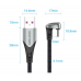 Кабель USB-Type-C Vention TPE Nylon U-Shaped 180° PD 66W 5A 480Mbps nickel-plated 1.5m Grey (COHHG)