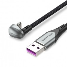 Кабель USB-Type-C Vention TPE Nylon U-Shaped 180° PD 66W 5A 480Mbps nickel-plated 1.5m Grey (COHHG)