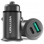 Автомобильное зарядное устройство 1USB 1Type-C Vention PD 25W QC3.0 DC 12-24V 5A Grey (CC-63-H)
