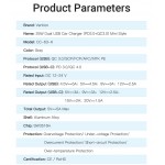 Автомобильное зарядное устройство 1USB 1Type-C Vention PD 25W QC3.0 DC 12-24V 5A Grey (CC-63-H)