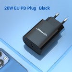 Сетевое зарядное устройство 1Type-C Vention PD 20W QC4.0 2.4A Black (TC-055-EU-B)