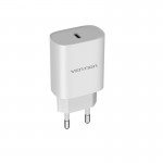 Сетевое зарядное устройство 1Type-C Vention PD 20W QC4.0 2.4A White (TC-055-EU-W)