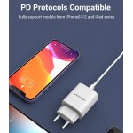 Сетевое зарядное устройство 1Type-C Vention PD 20W QC4.0 2.4A White (TC-055-EU-W)