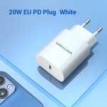 Сетевое зарядное устройство 1Type-C Vention PD 20W QC4.0 2.4A White (TC-055-EU-W)